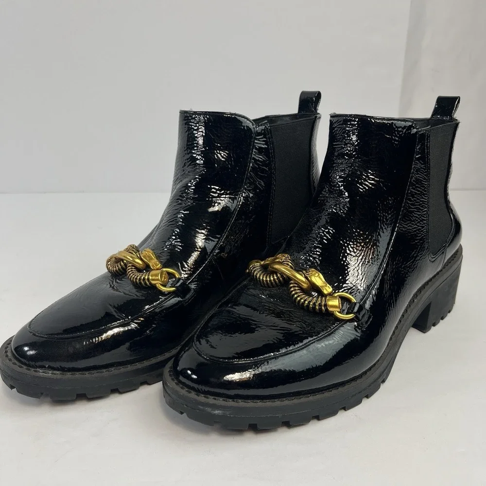 Tory Burch Jessa 45MM Lug Sole Chelsea Boots Perfect Black 61392 Size 7M